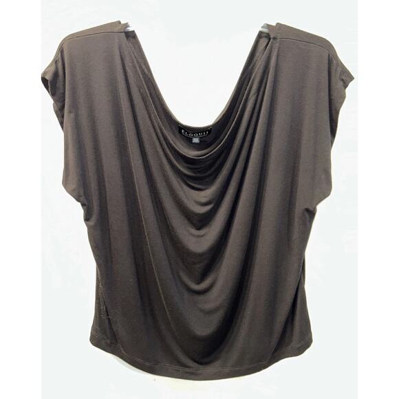 Eloquii Blouse Size 14/16 Cowl Neck Black Short Sleeve Goth Witchy Minimalist - Picture 1 of 8